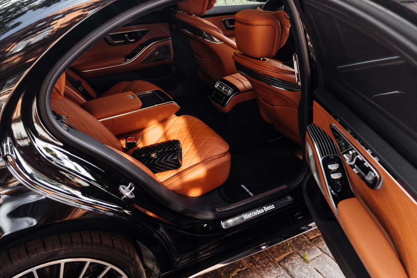 Luxury chauffeur-driven car in central London